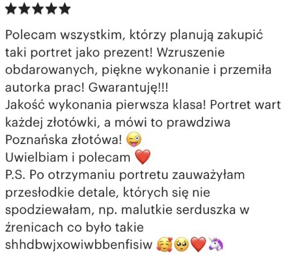 Treść: pozytywne opinie na temat: portrety personalizowane ze zdjęć.